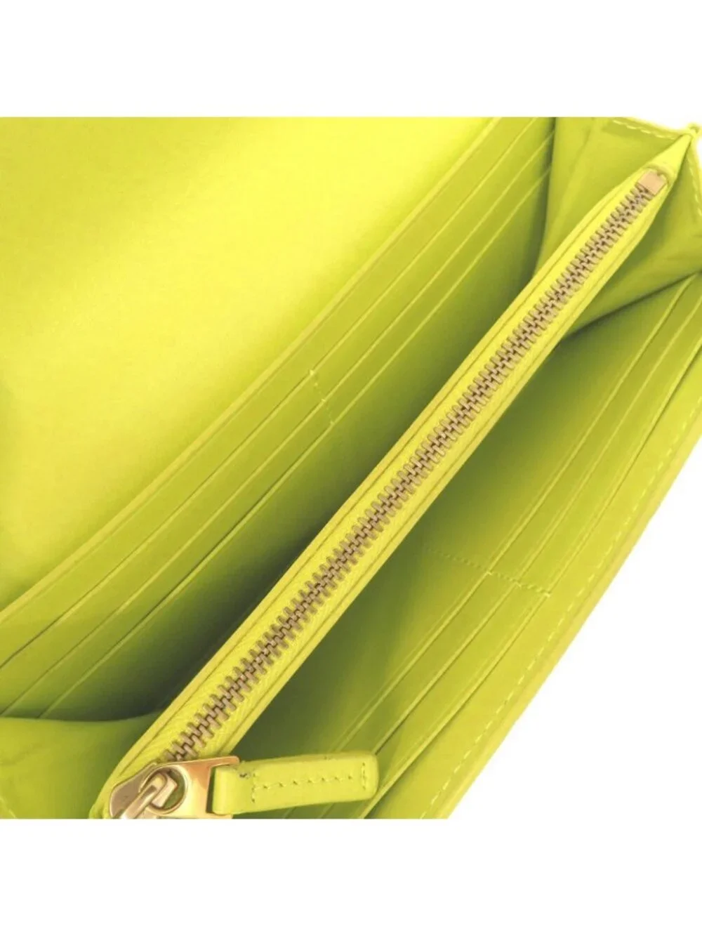 Bottega Veneta Intrecciato Leather Yellow Green Wallet